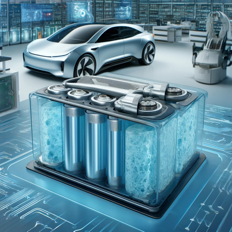 DALL·E 2024-06-17 10.48.40 - An image showcasing the advanced application of aerogel technology in electric vehicle batteries. The image should feature a detailed cutaway view of .jpg